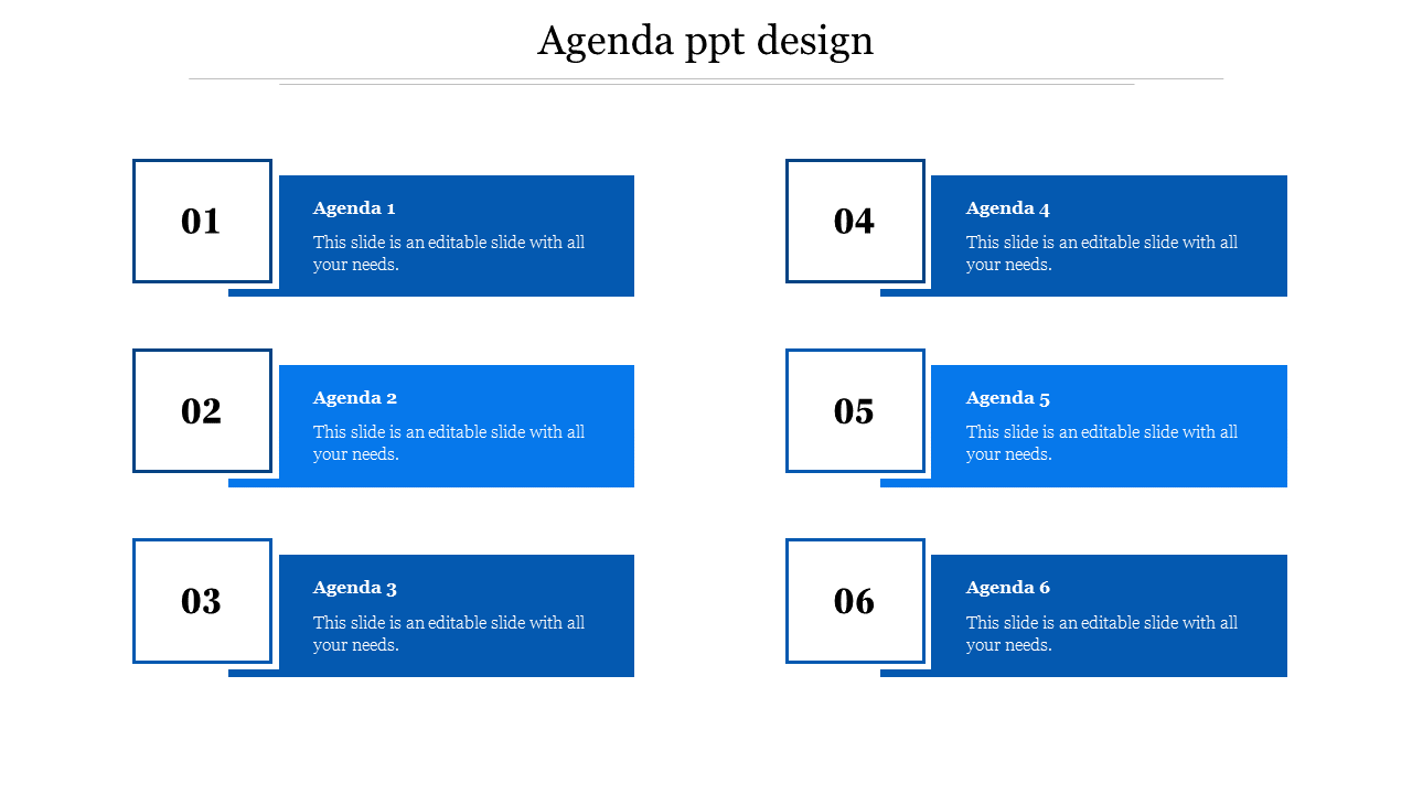 Free - Editable Agenda PPT Design PowerPoint For Presentation